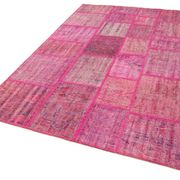 Handwoven oriental overdyed 174 cm x 247 cm pink patchwork carpet