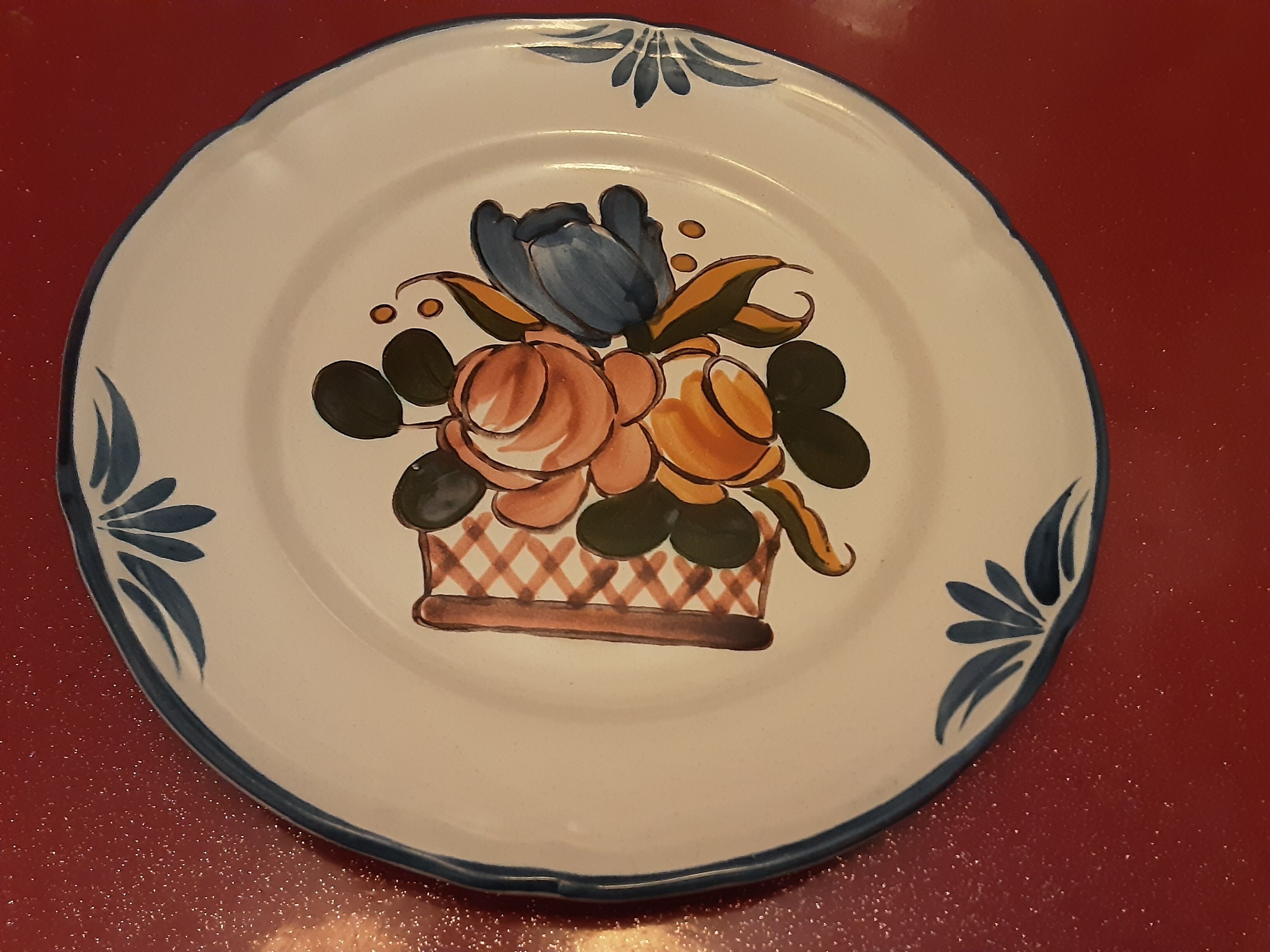 Old plate faience emaillee stamp marine anchor