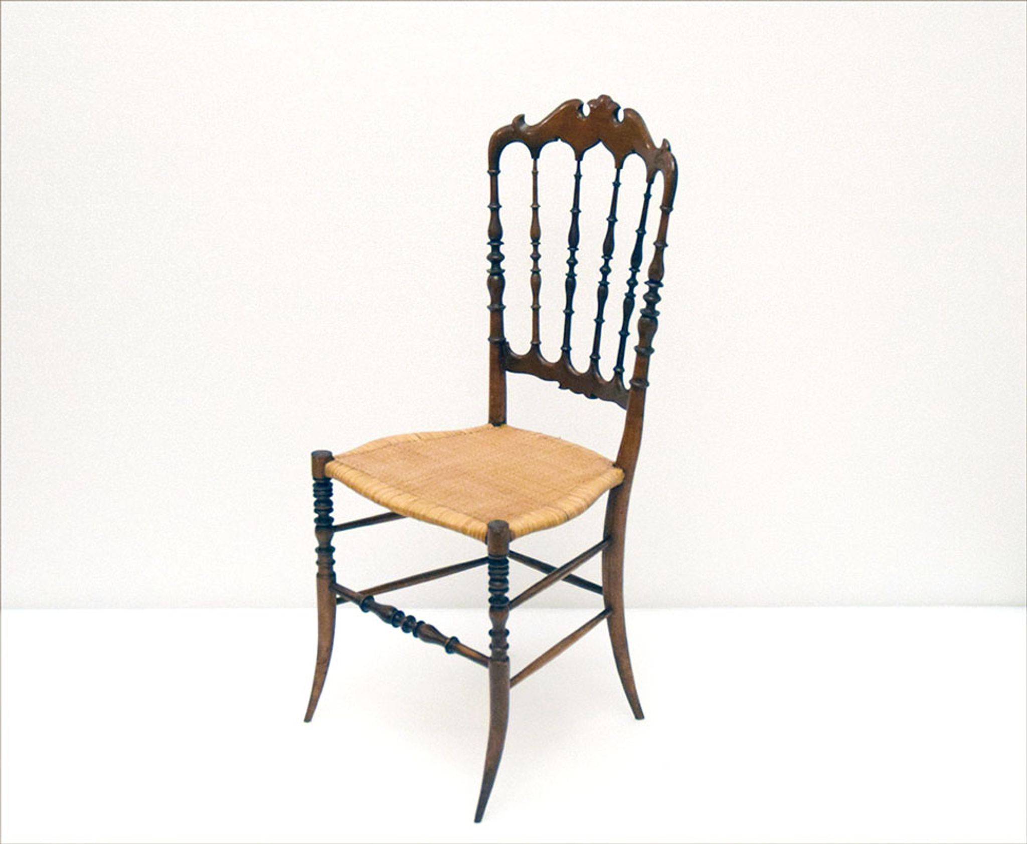 Chiavarina chairs in cherry wood with straw seat, early 20th century, Set of Four