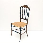 Chiavarina chairs in cherry wood with straw seat, early 20th century, Set of Four