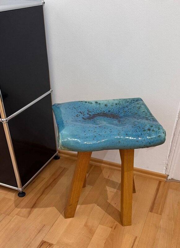 Stool in porcelain & oak by Judith van den Boom, Netherlands, 2012