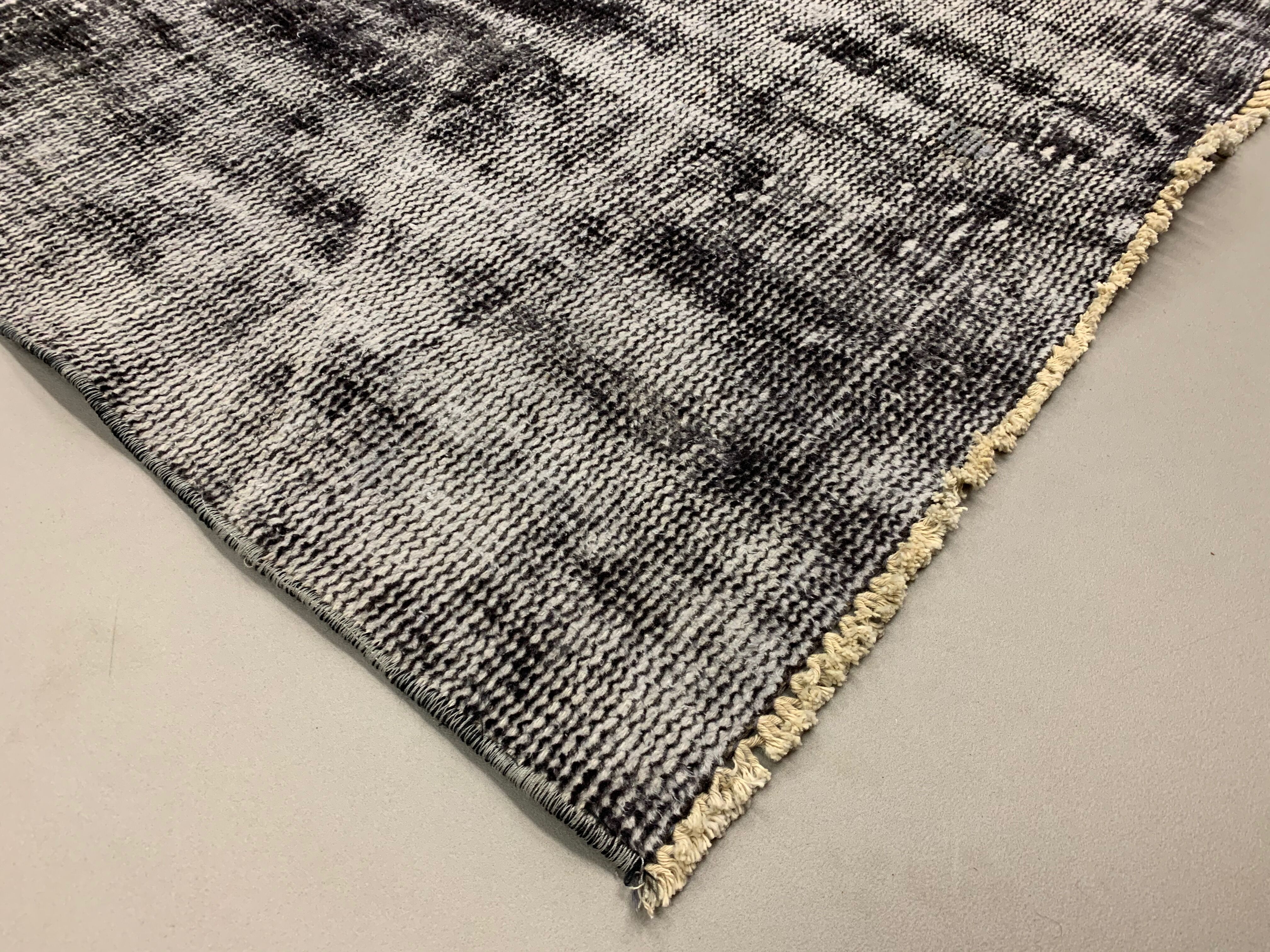 Distressed Turkish Runner 280x98 cm wool Vintage rug, Overdyed Black