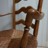 French country provence beech wood armchair with rush wicker seat