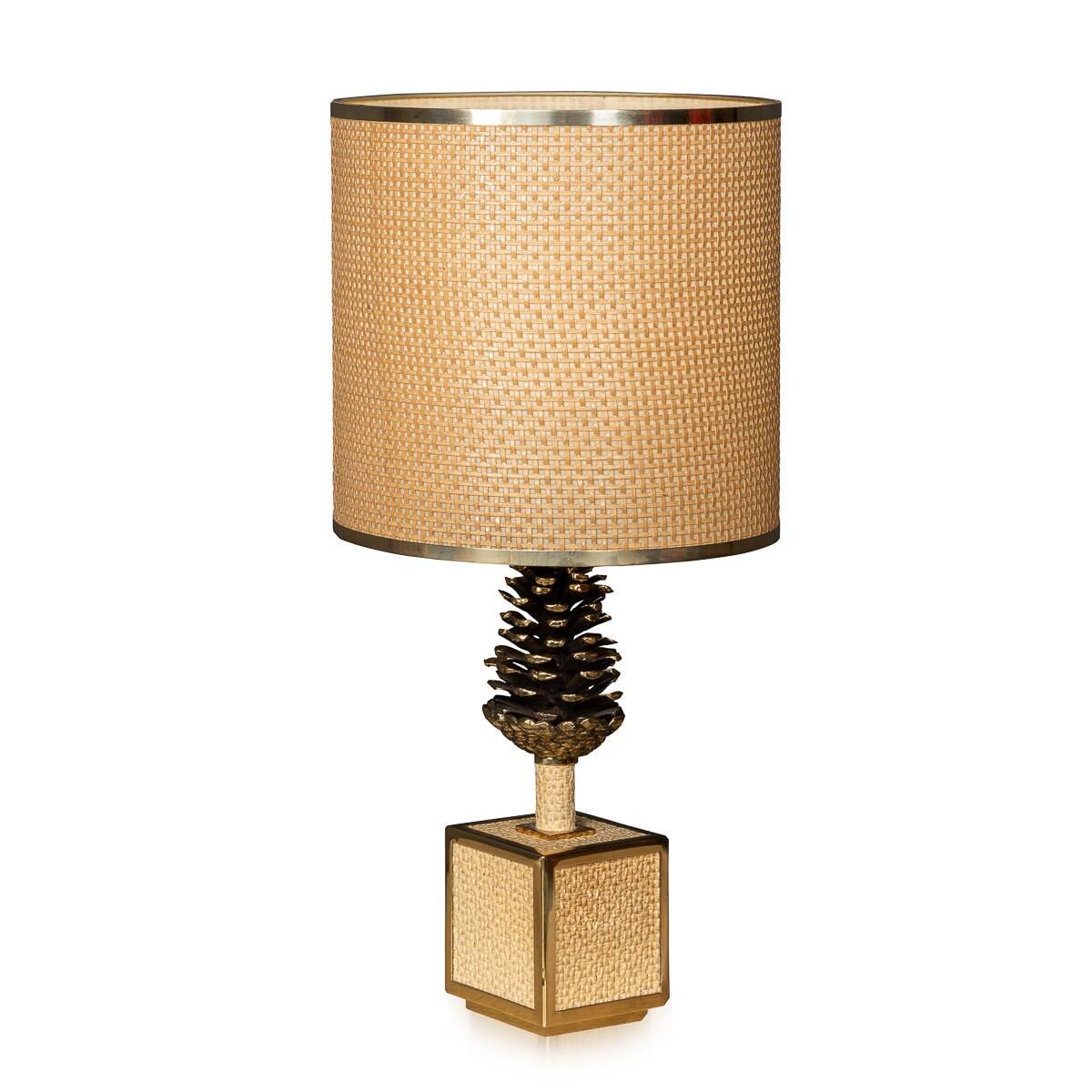 A vintage 20thc italian bergere lamp with pine cone detailing c.1970