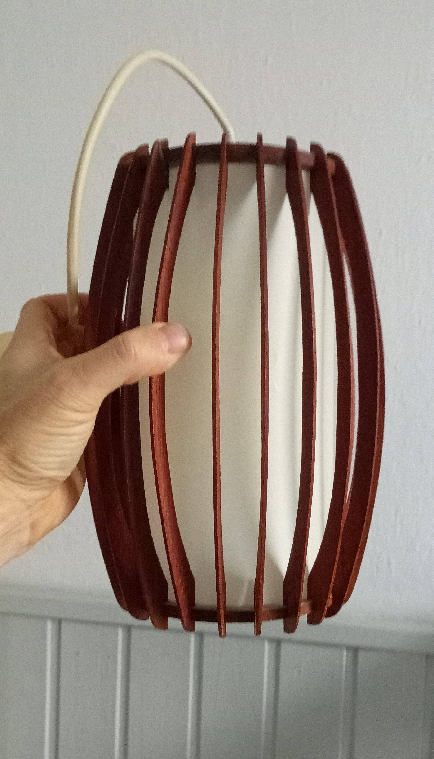 danish ceiling lamp in teak and paper from the 60s