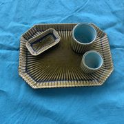 Service slurry art deco composed of a Tray, two pots and a small old and collector's dish