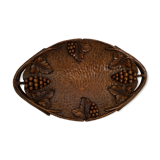 Carved wooden fruit basket or basket, 19th century, grape clusters and vine leaves