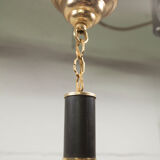 Mid century suspension, brass, zebra glass
