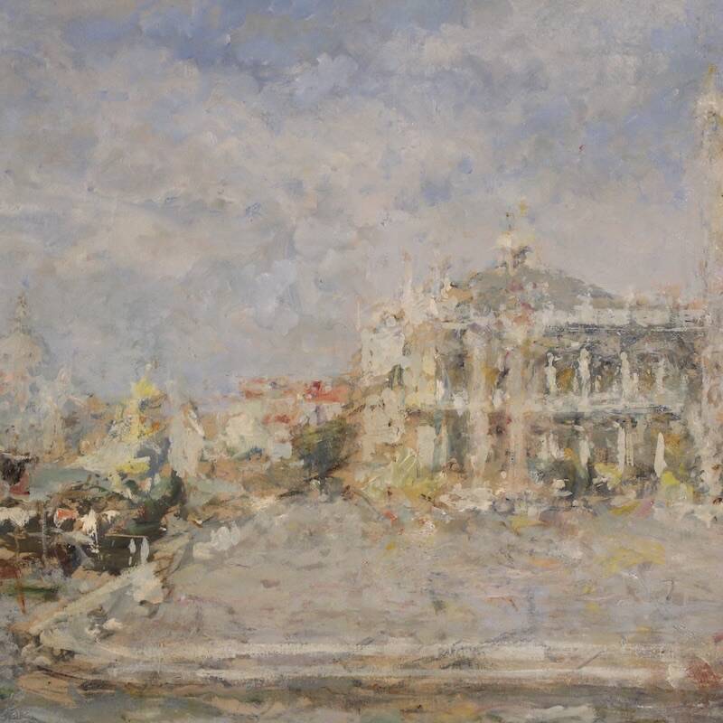 Great painting signed by Luigi Mantovani, View of Venice