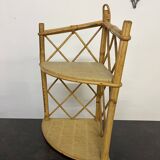 Vintage rattan corner shelf to hang