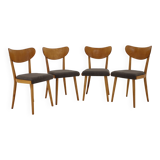 Ensemble de quatre chaises de salle à manger des années 1950, Tchécoslovaquie
