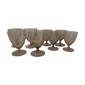 Set 8 engraved smoked glasses
