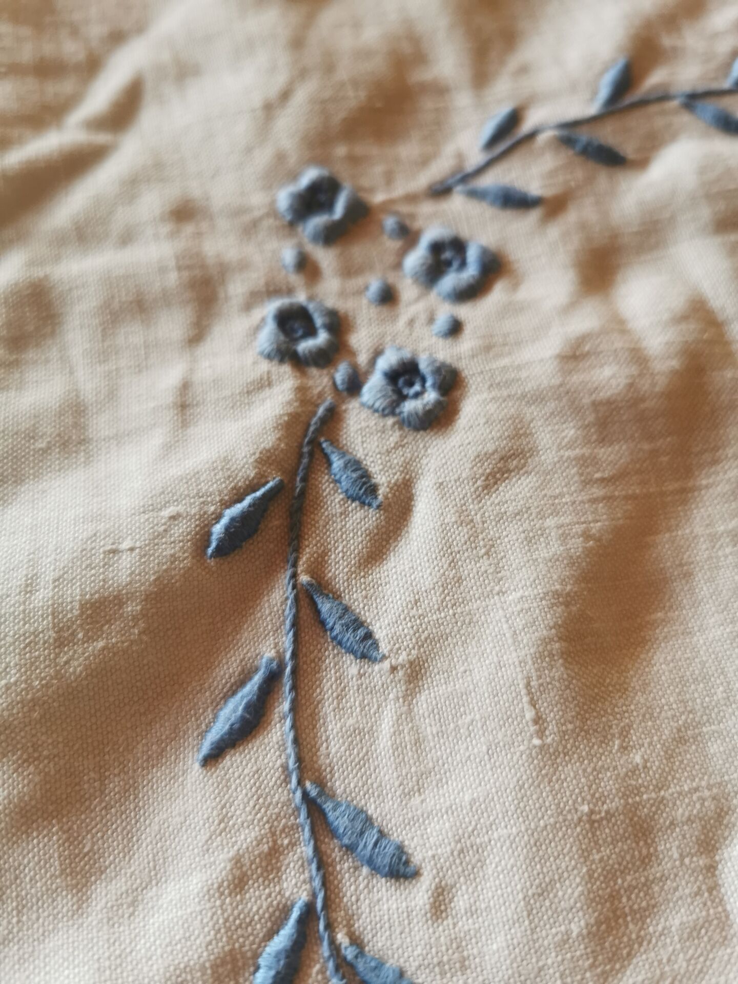 Pair of antique linen pillowcases with monogram