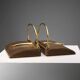 Vintage Gucci bookends in leather and brass, Italy, 1970s.