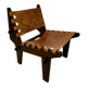 Vintage teak and leather armchair design Angel Pazmino brand Ecuador vintage 1960