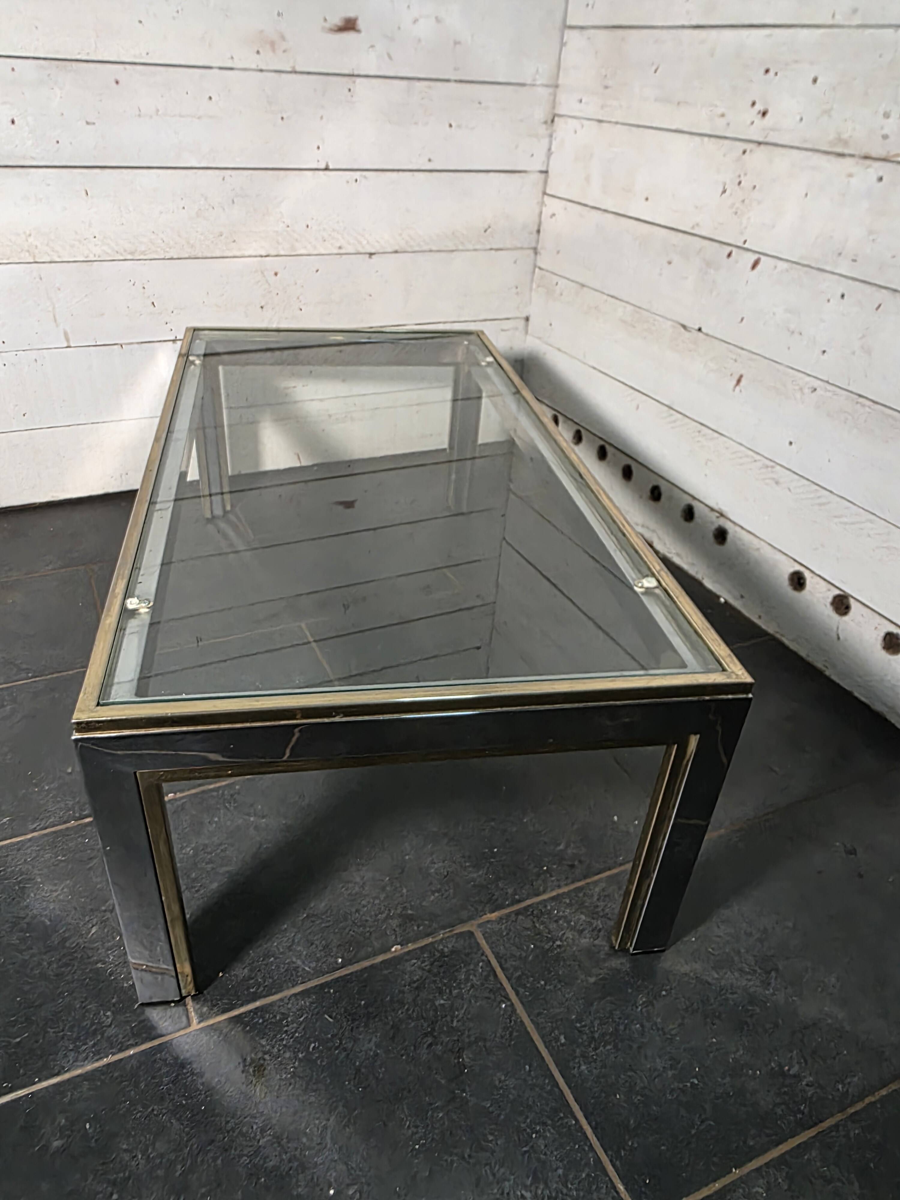 Chrome and gold metal coffee table by Romeo Rega from the 1970s.