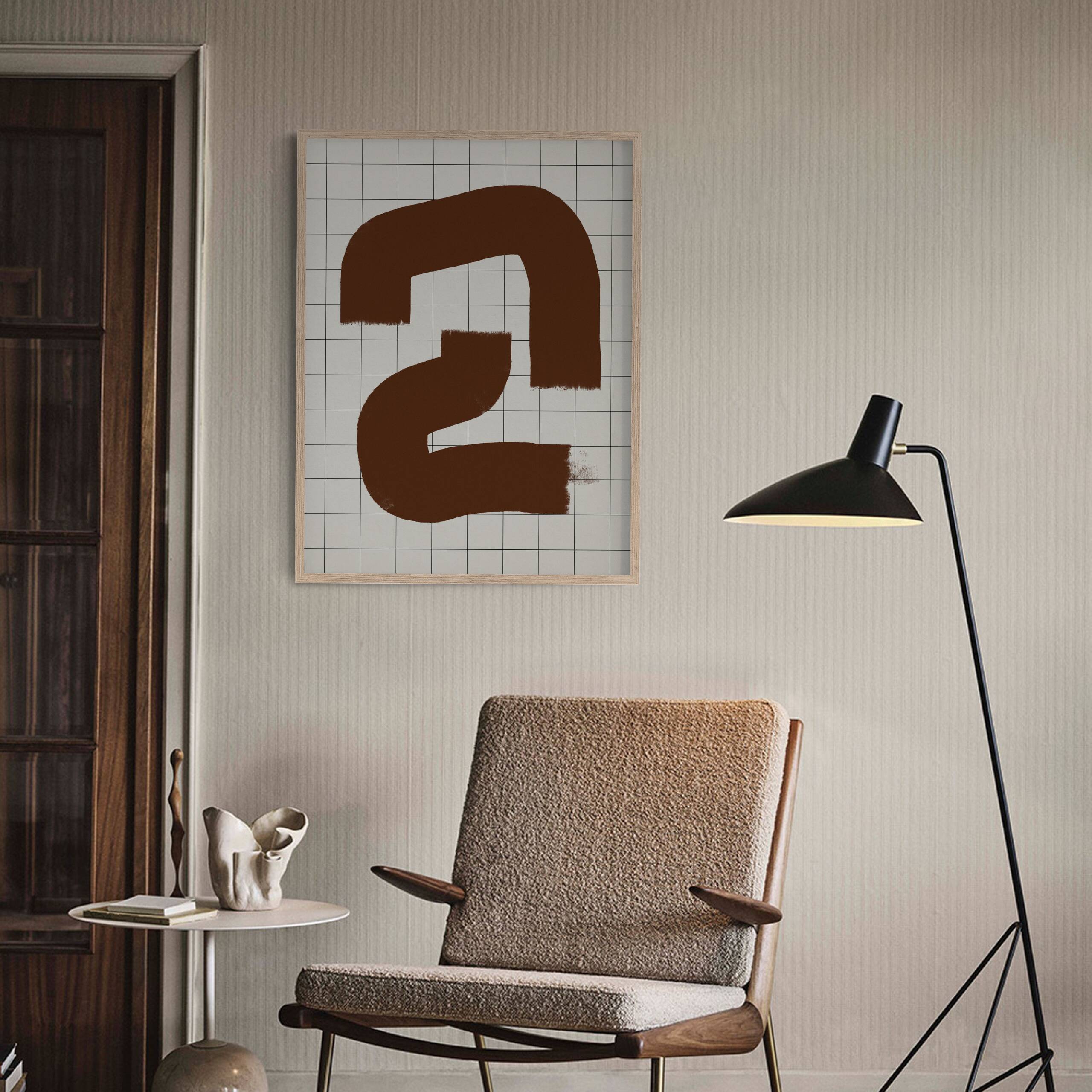 Abstract brown line giclee print, 50x70cm