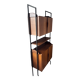 Modular vintage library in teak and black metal — Italian design,