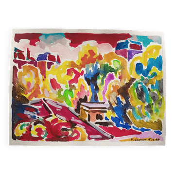pierre Lacroux (1909- 1993) Gouache sur papier 24 x 32 cm - de 1989 - (295)