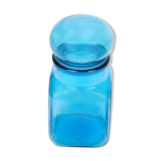 Flacon de pharmacie à couvercle à vis en verre épais bleu