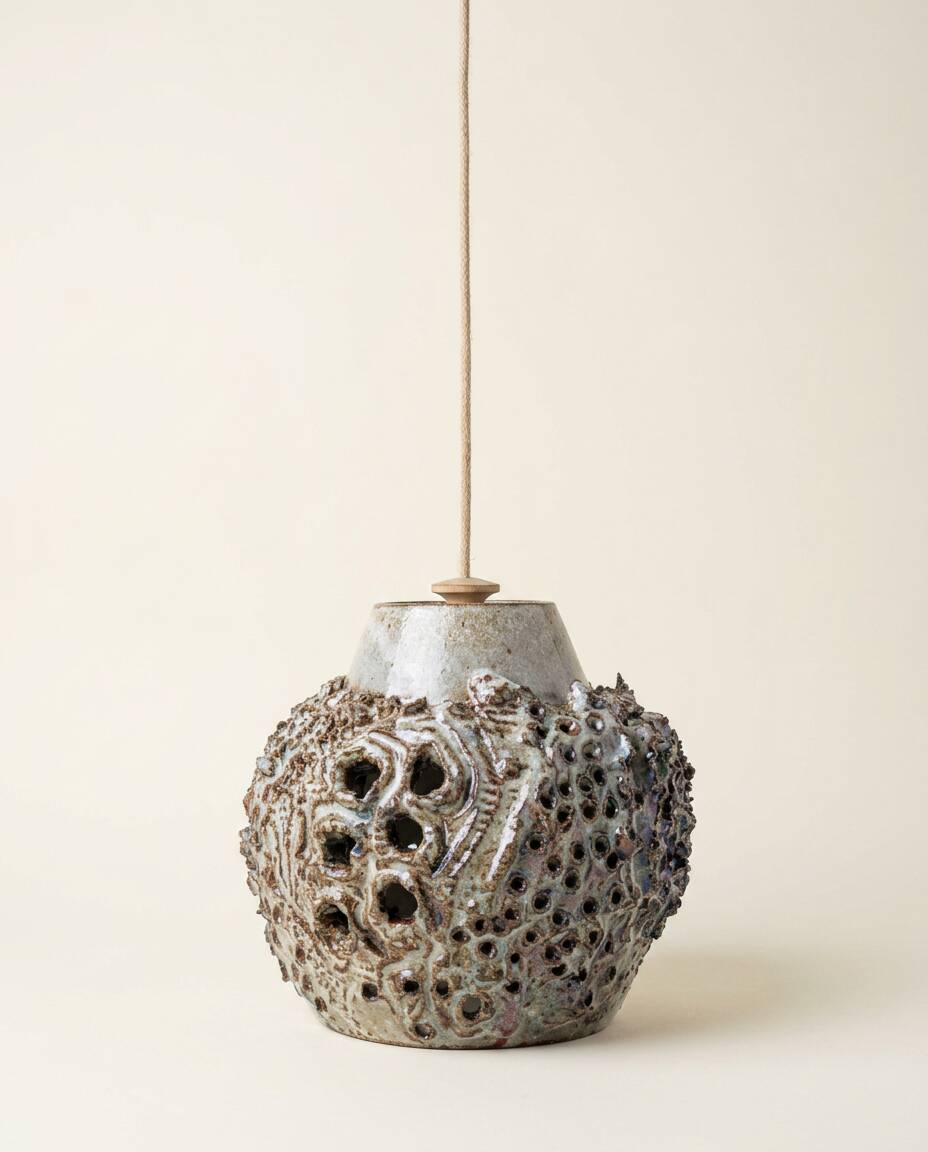 Suspension en grès émaillé par Bodil Marie Nielsen, Danemark, vers 1960