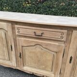 Louis XV sideboard renovated in raw oak and marquetry 3 doors 180cm