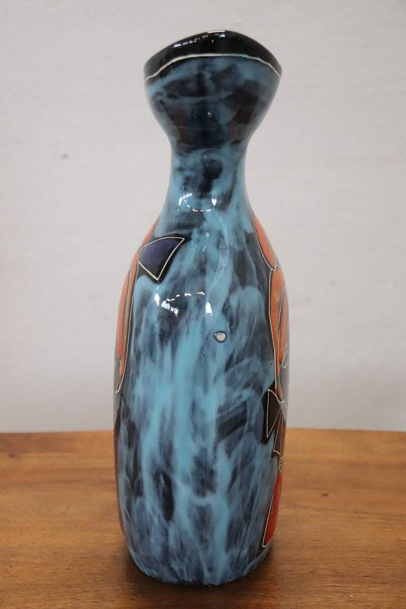 Vase en céramique décoré d'un visage féminin, années 1960