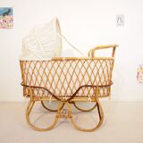 Vintage mid century rattan cradle