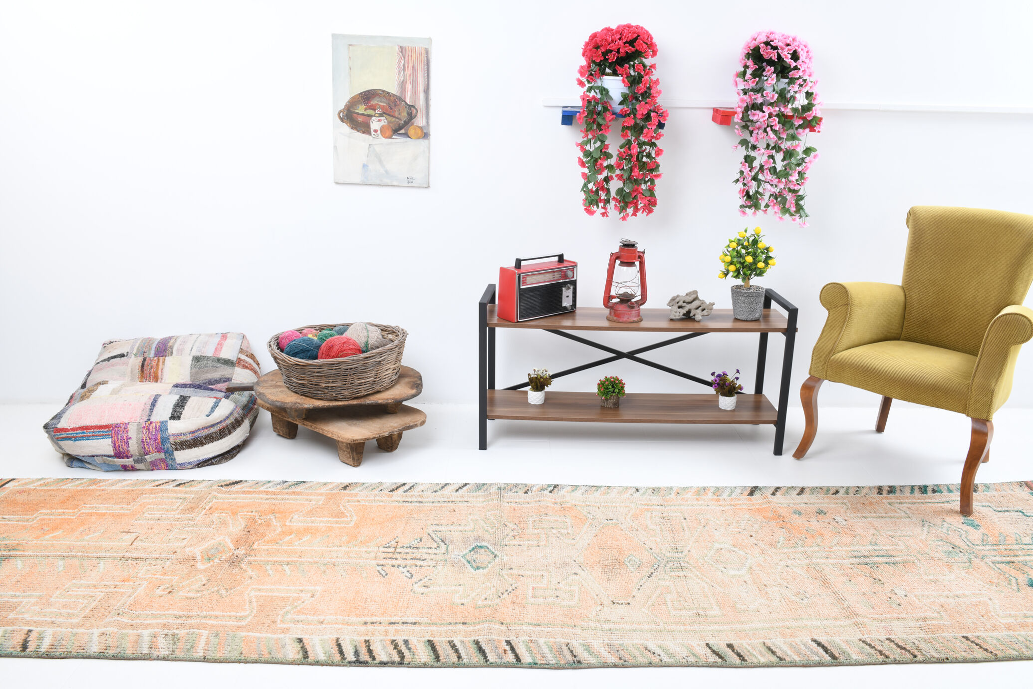 3x12 pale orange herki runner rug 99x380cm