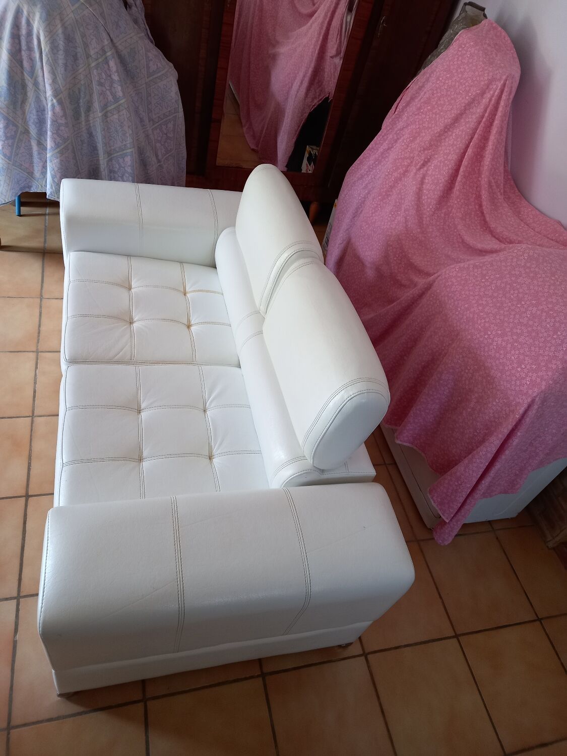 White leather sofa