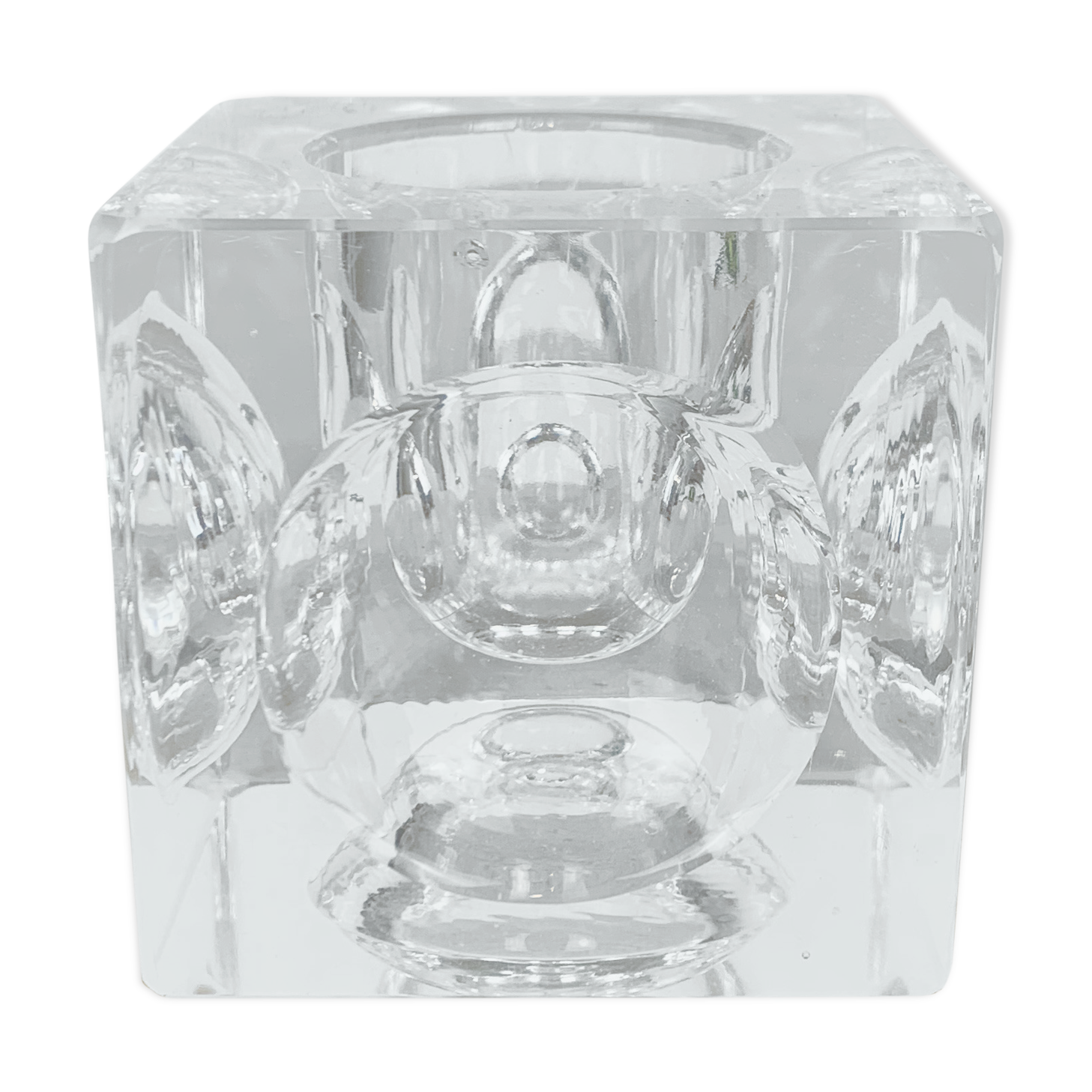 Candle holder cube glass design space age 70 ice cube ice cube