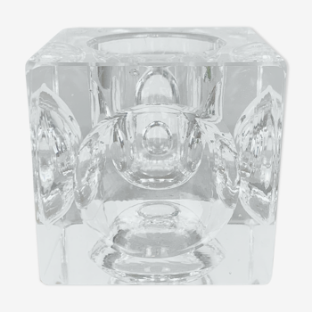 Bougeoir cube verre design space age 70 glaçon ice cube