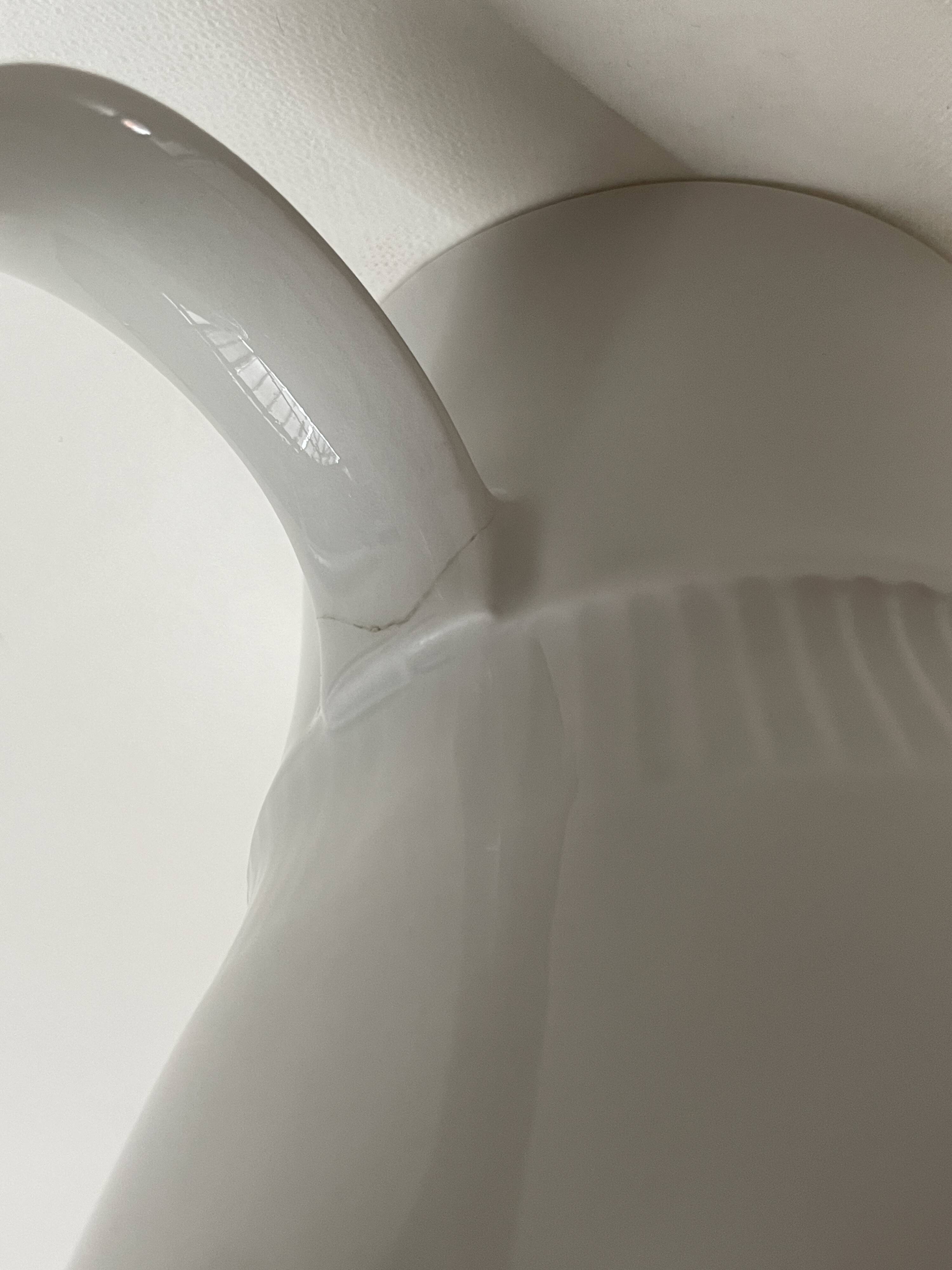 Service of 11 Coffee Cups and Saucers - 70s Design - White and Blue Porcelain