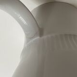 Service of 11 Coffee Cups and Saucers - 70s Design - White and Blue Porcelain