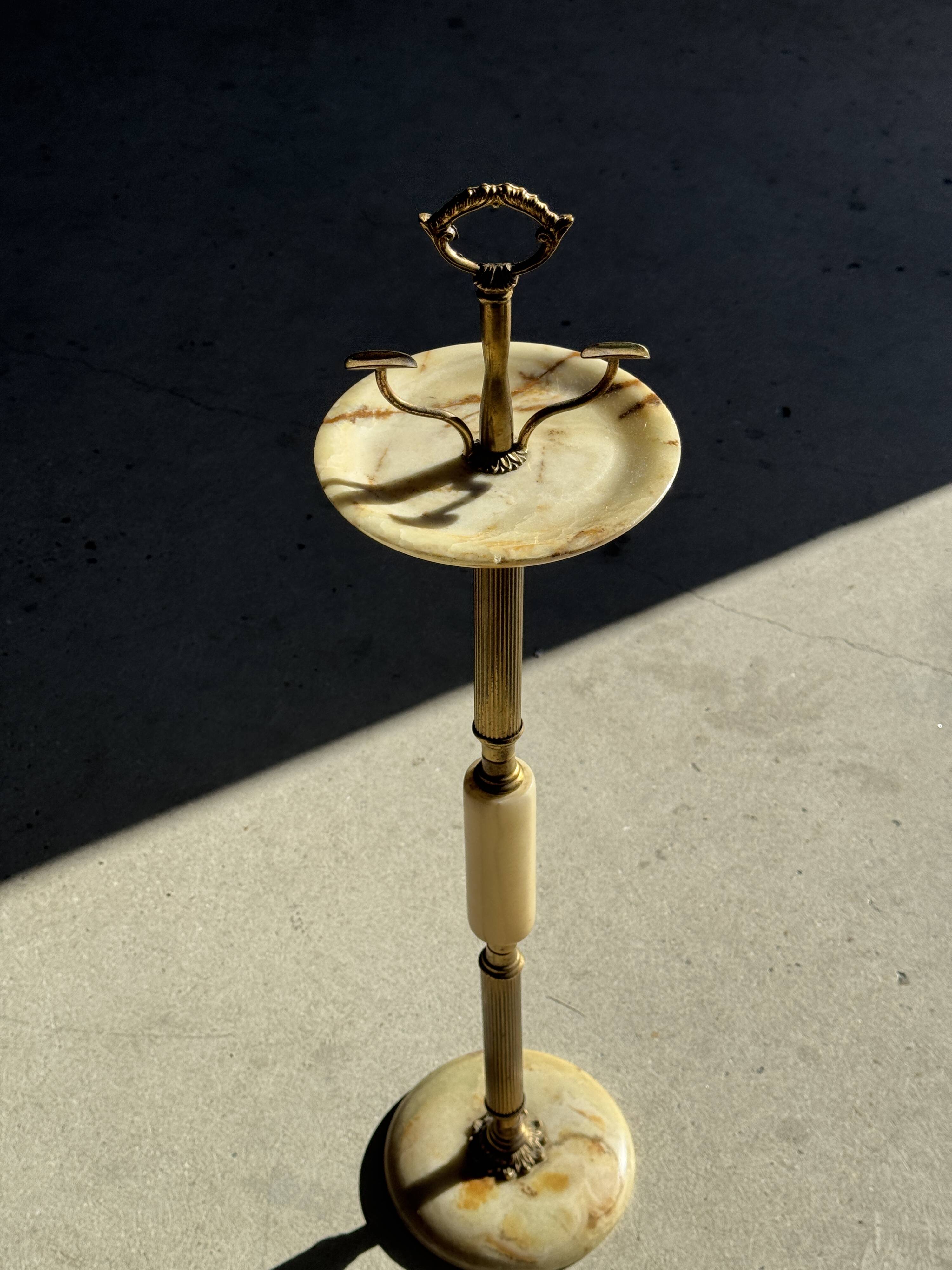 Marble and brass standing ashtray H74 D17