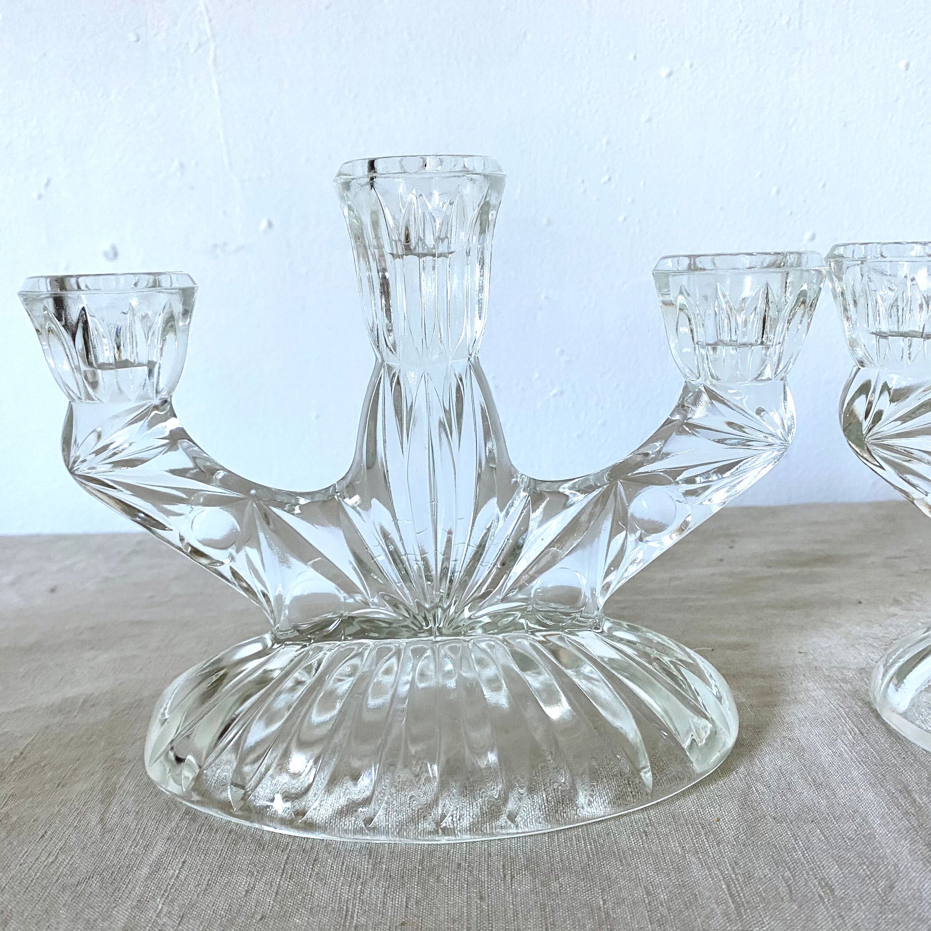Pair of glass candlesticks