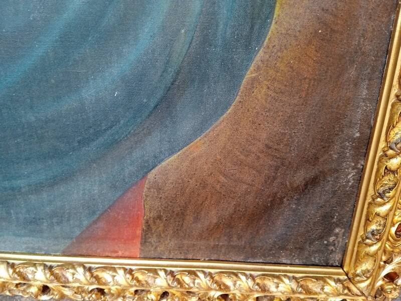 Oil painting on canvas Virgin and Child portrait 1940 - 102/72cm