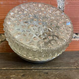 Old Ceiling Light Wall Fixture Moulded Glass + White Metal Support Years