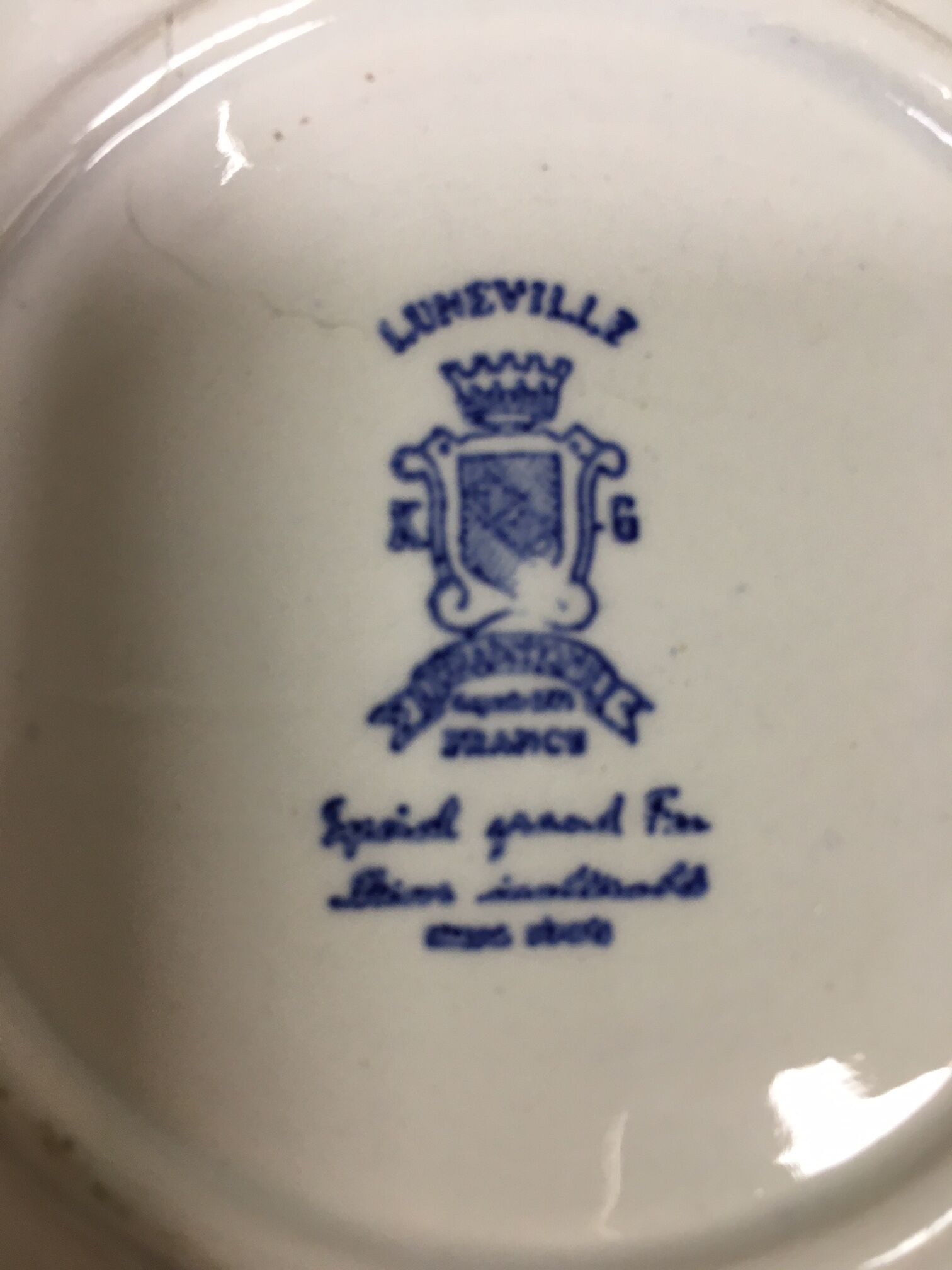6 cups and under cups Blue Luneville KG