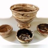 Set bowl and cups in land mixed Ancel pottery.