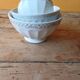Set of 3 white and gold antique bowls - porcelain cups