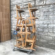 Series of 10 casala children's chairs in vintage light wood