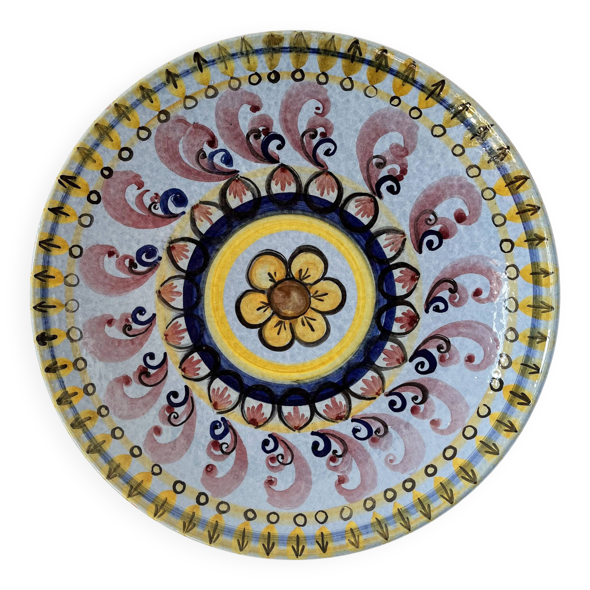 Large hand painted ceramic dish
