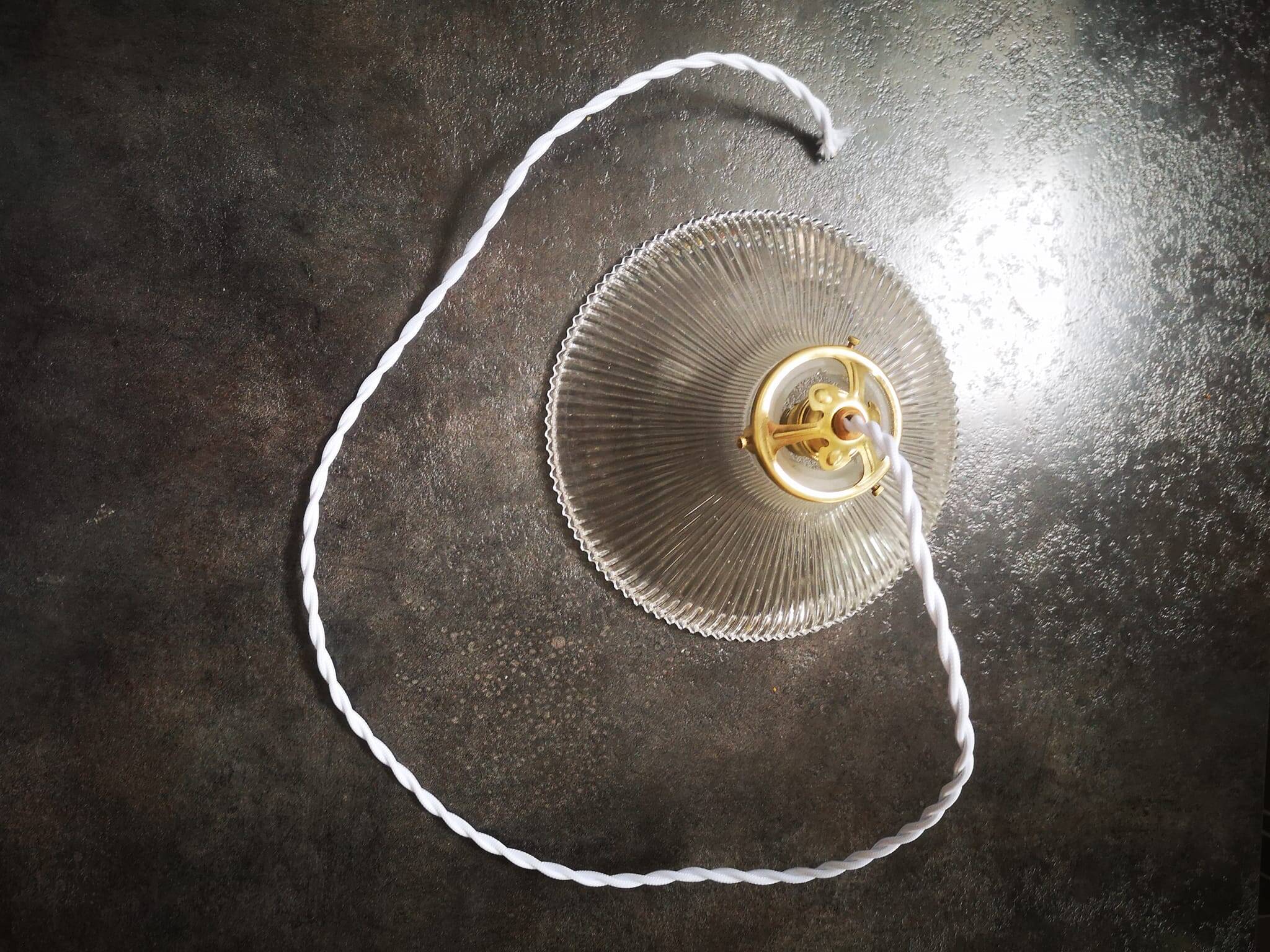 Art deco holophane streaked glass suspension 1930