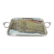 Rectangular tray with LOUIS XVI style handles in silver-plated metal, work from the 1950s