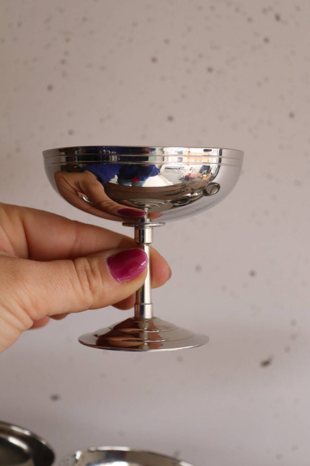 Set of footed cups and 6 spoons L’Étang Rémy