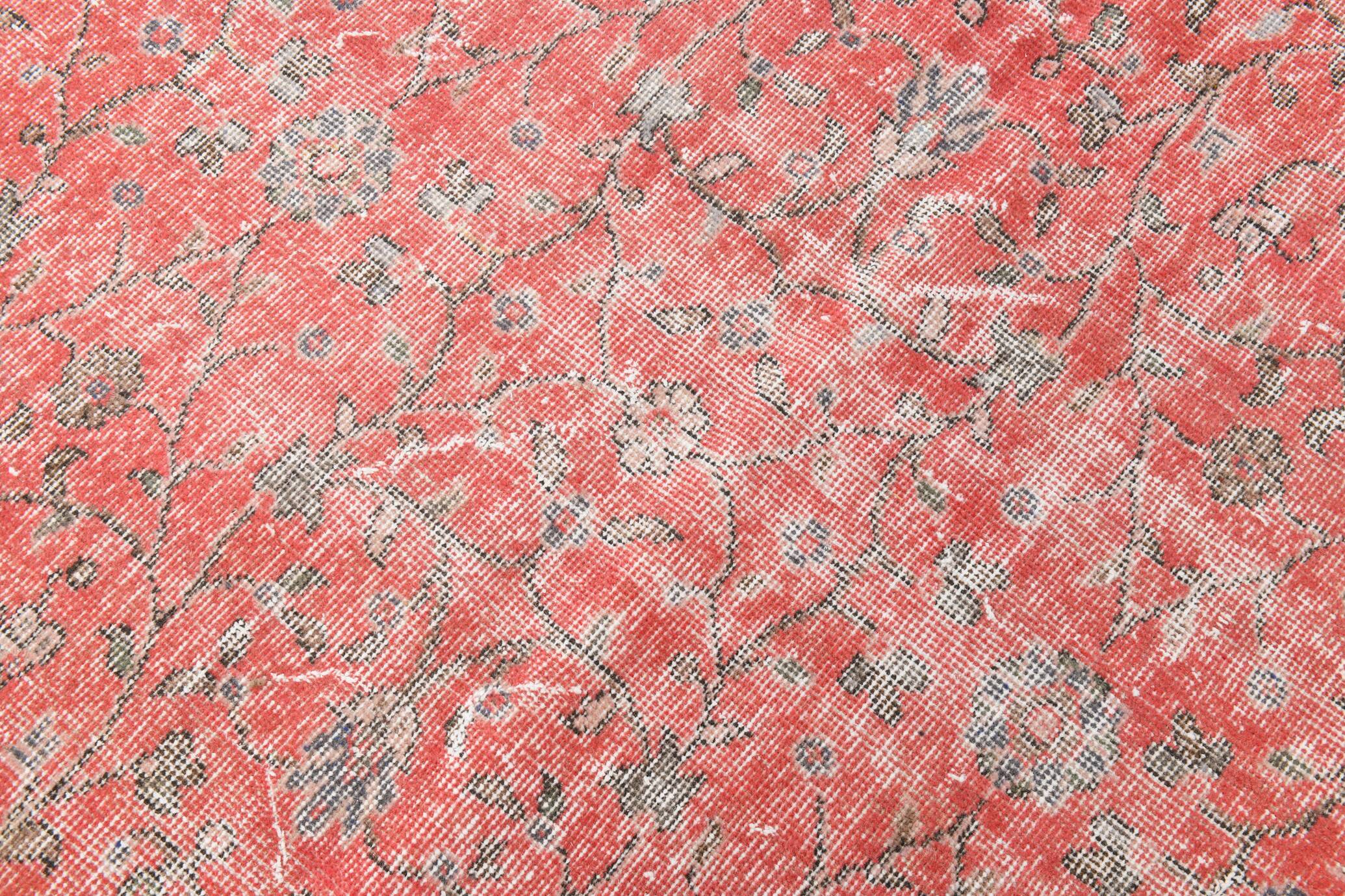 7x9 Turkish Soft Red Bordered Rug, 220x272 Cm