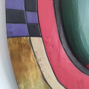Masque mural artisanal décoratif en bois peint
