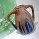 Blue enamelled flamed sandstone vase by Méténier