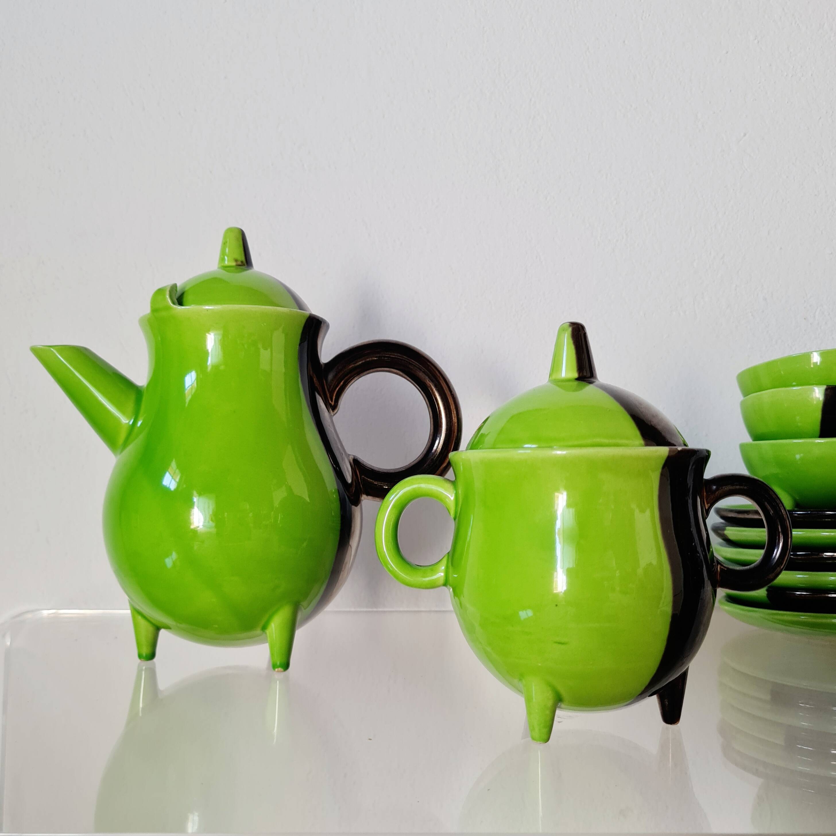 Coffee service Vallauris 1950s green – Lucchesi – vintage design